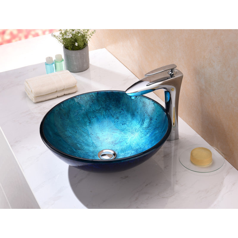 Jonas Series Vessel Sink in Frosted Blue
