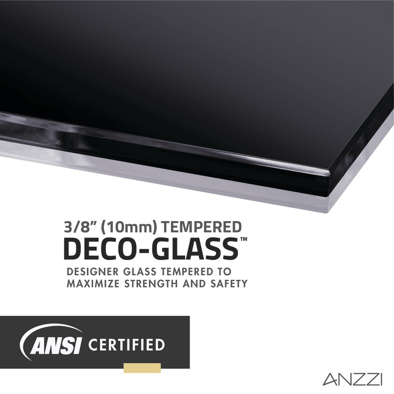 Veil Series 74 in. by 34 in. Framed Tinted Glass Shower Screen in Matte Black