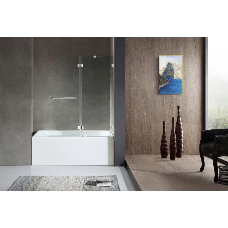 5 ft. Acrylic Rectangle Tub With 48 in. by 58 in. Frameless Hinged Tub Door