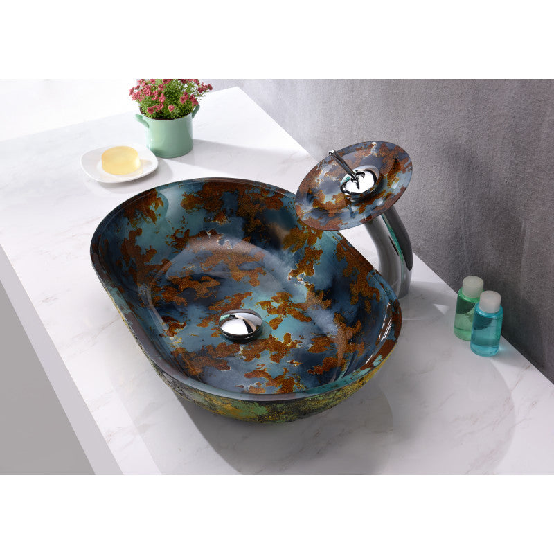 Avao Series Vessel Sink in Panye Blue