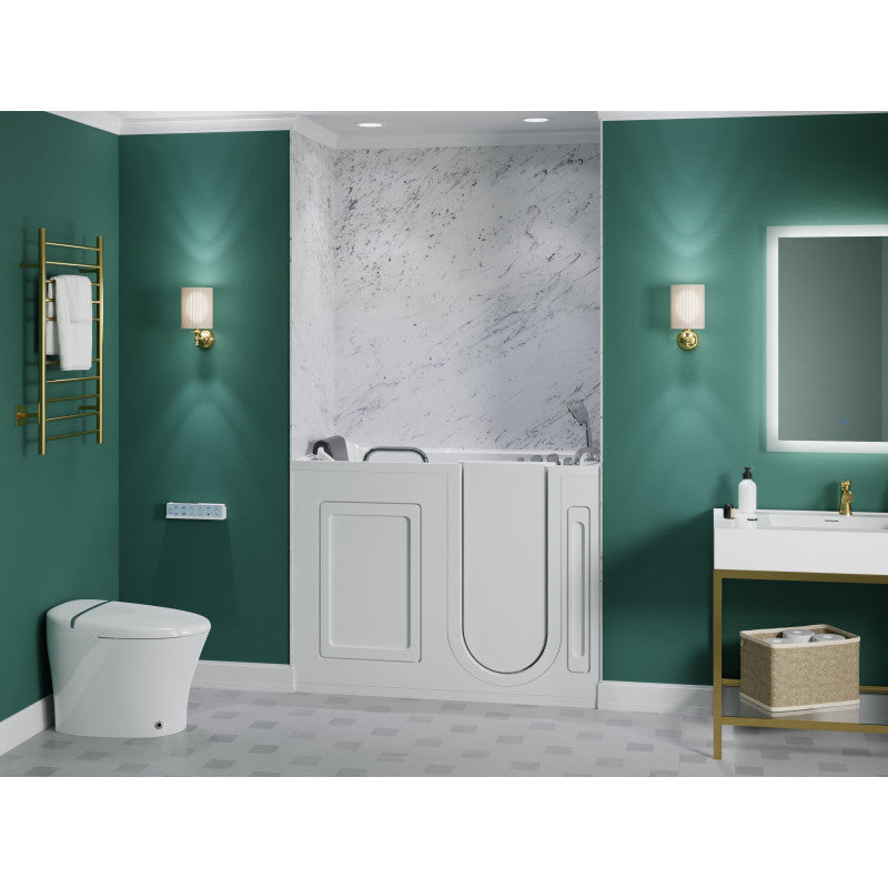 Right Drain FULLY LOADED Walk-in Bathtub with Air Jets and Whirlpool Massage Jets Hot Tub | Quick Fill Waterfall Tub Filler with 6 Setting Handheld Shower Sprayer | Including Aromatherapy, LED Lights, V-Shaped Back Jets, and Auto Drain | 2753FLWR