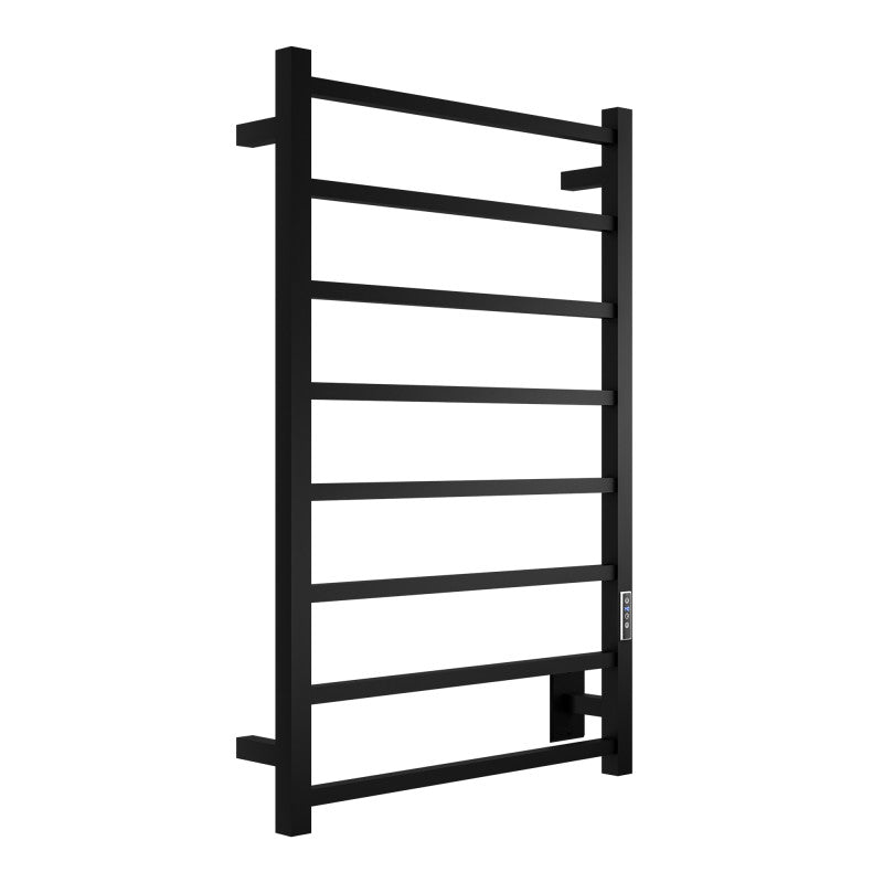 TW-AZ026MBK - Bell Series 8-Bar Wall Mounted Electric Bathroom Towel Warmer Rack in Matte Black Finish Stainless Steel