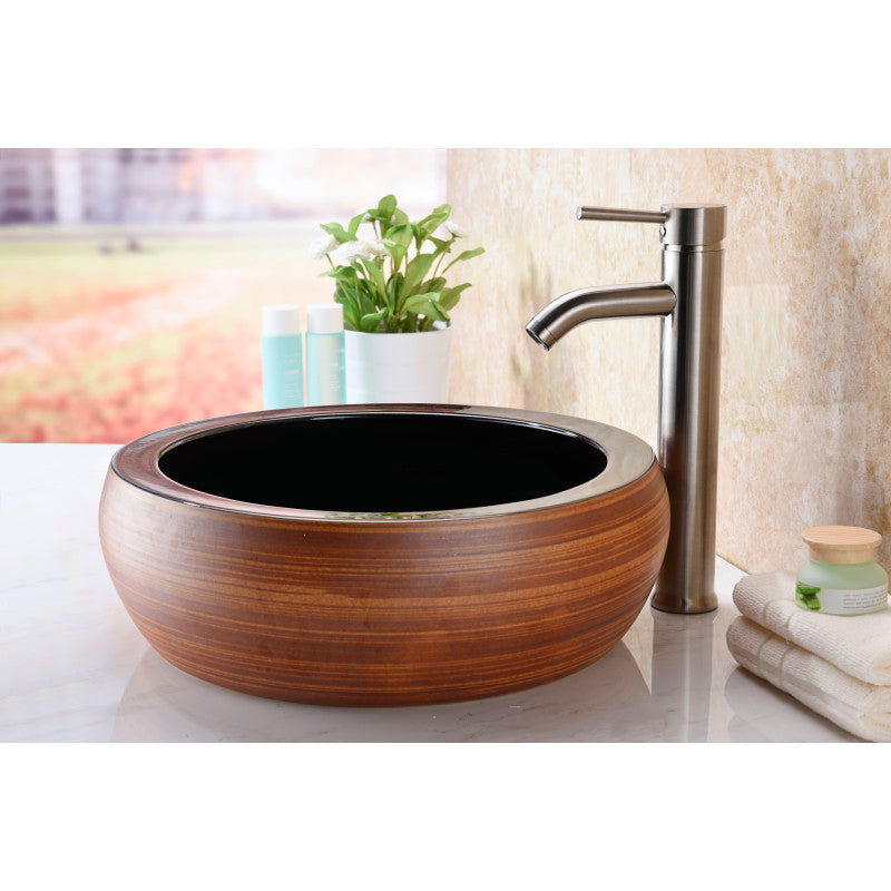 Regalia Series 17 in. Bathroom Vessel Sink with Scratch-Tough and Stain-Resistant Non-Porous Surface in Black Glass