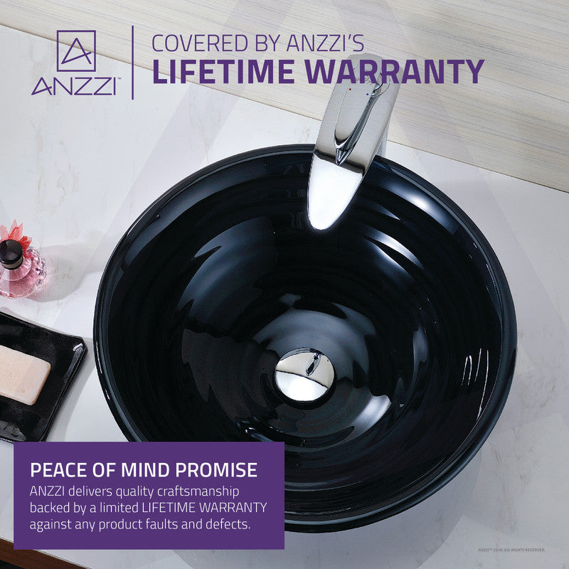 Tempo Series 17 in. Bathroom Vessel Sink with Scratch-Tough and Stain-Resistant Surface in Lustrous Blue Glass