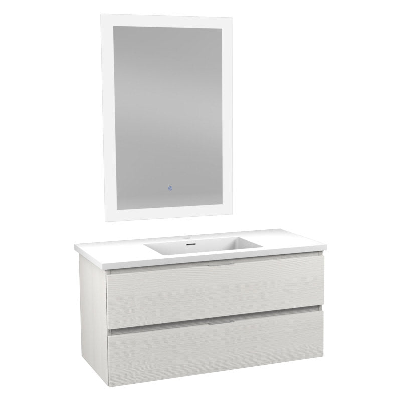 VT-MR3CT39-WH - 39 in. W x 18 in. D x 20 in. H Single Sink Bath Vanity in Rich White with Vanity Top in White and Matching Mirror