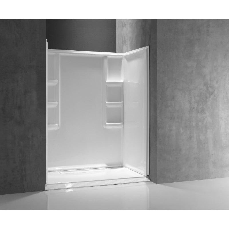 Lex-Class 60 in. x 74 in. Shower Wall Surround and Base in White