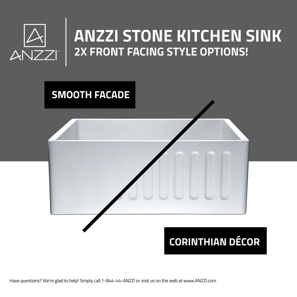 Roine Farmhouse Reversible Glossy Solid Surface 24 in. Single Basin Kitchen Sink in White