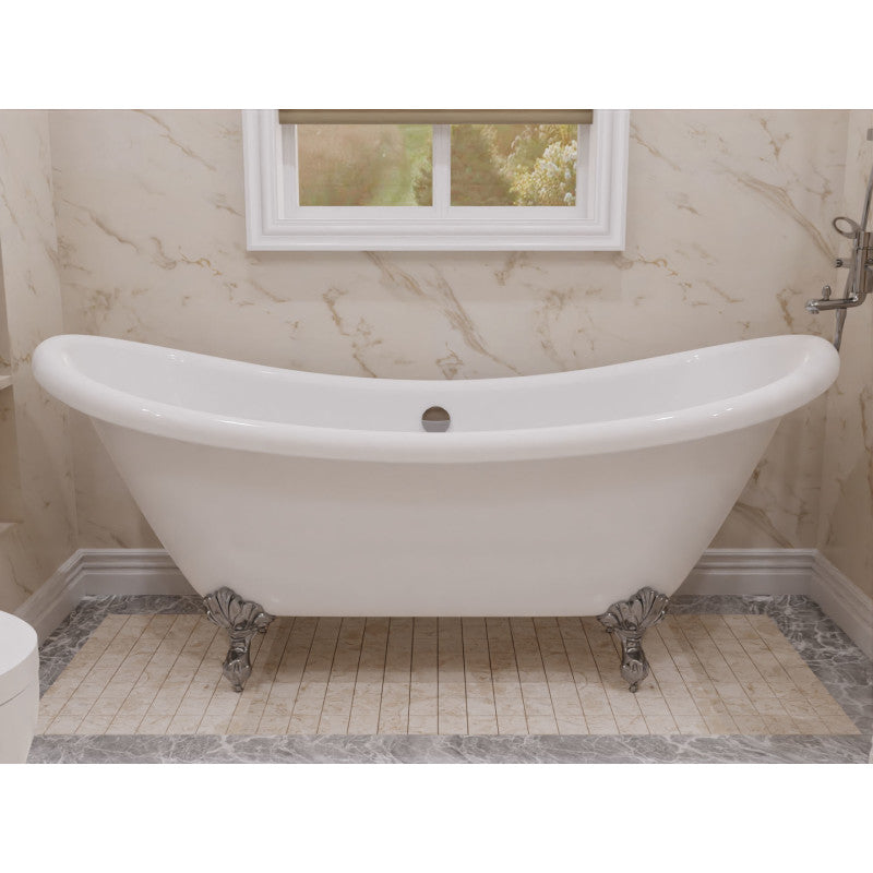 FT-CF130FAFT-CH - Clawfoot Series 69 in. x 28 in. Soaking Freestanding Bathtub with Center Drain in White with Polished Chrome Feet