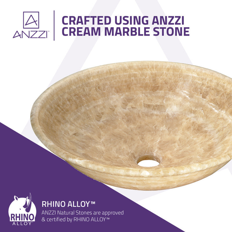 Flavescent Crown Natural Stone Vessel Sink in Cream Jade