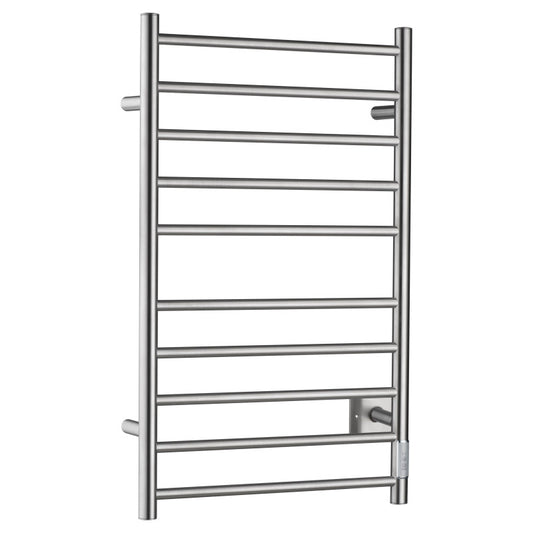 TW-WM104BN - Crete 10-Bar Stainless Steel Wall Mounted Towel Warmer Rack with Brushed Nickel Finish