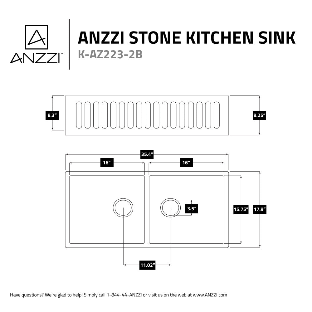 Roine Farmhouse Reversible Apron Front Solid Surface 35 in. Double Basin Kitchen Sink in White