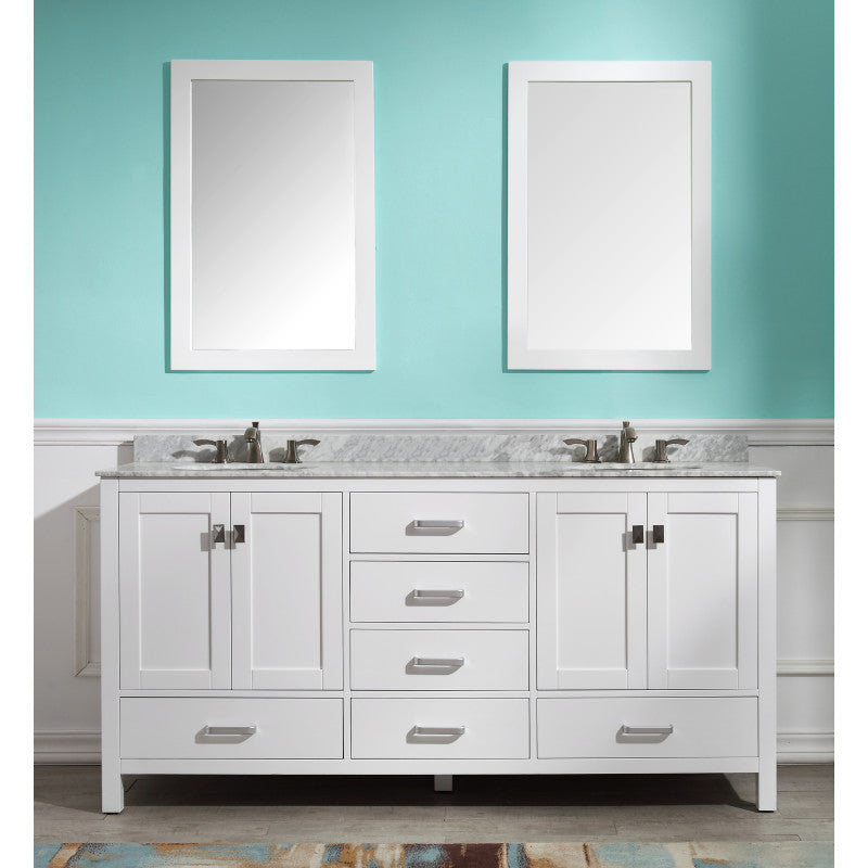 Chateau 72 in. W x 22 in. D Bathroom Vanity Set with Carrara Marble Top with White Sink