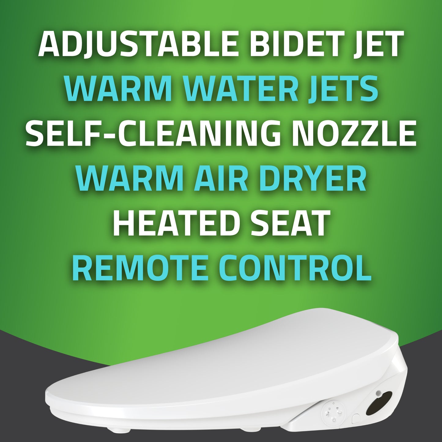 Ember Elongated Smart Electric Bidet Toilet Seat with Remote Control and Heated Seat