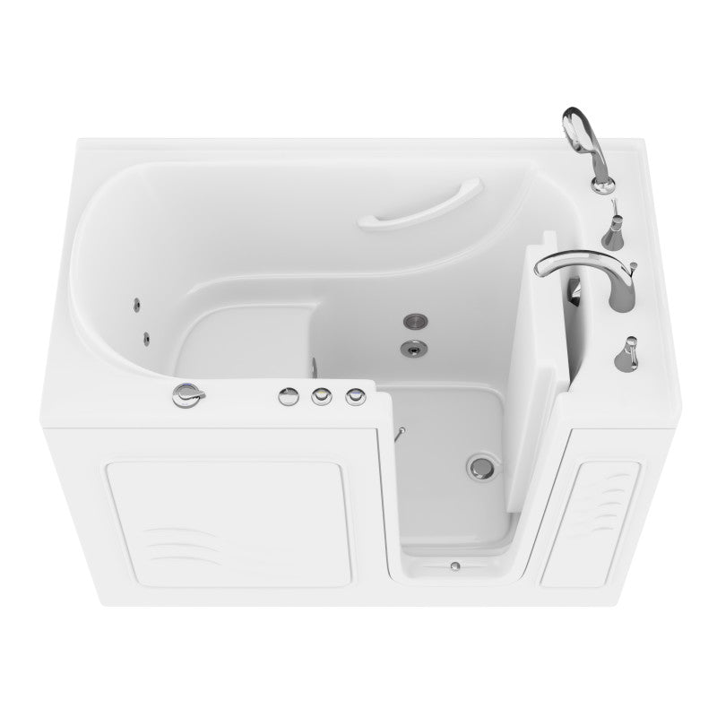 30 in. x 53 in. Right Drain Quick Fill Walk-In Whirlpool Tub with Powered Fast Drain in White