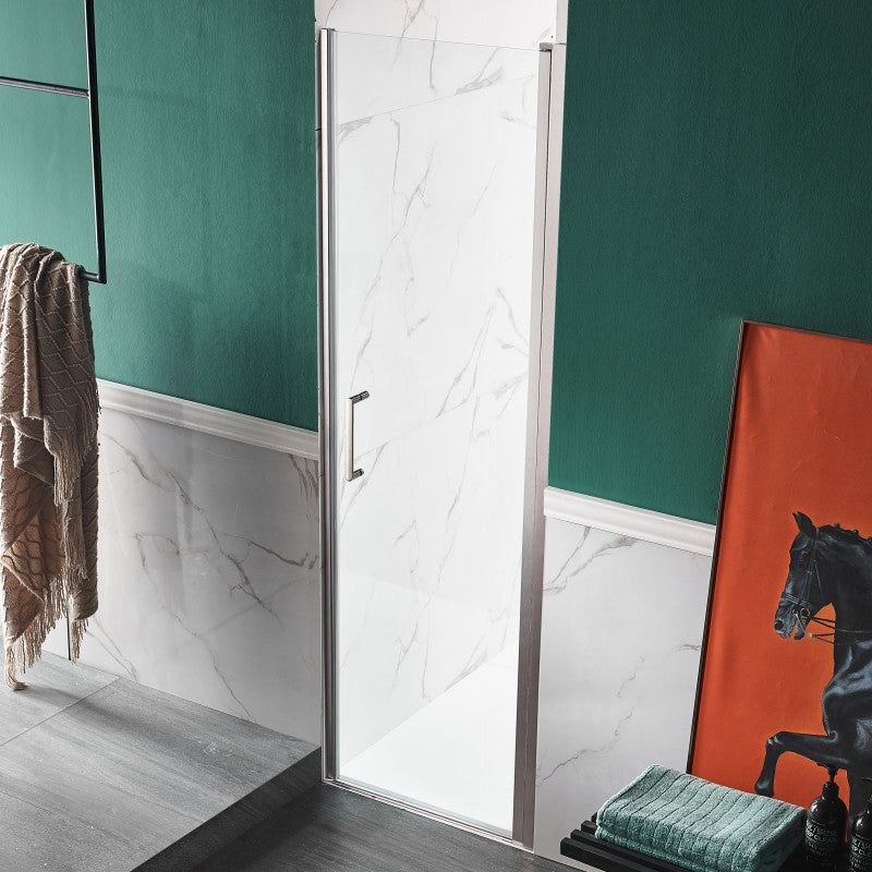 Lancer 29 in. x 72 in. Semi-Frameless Shower Door with TSUNAMI GUARD