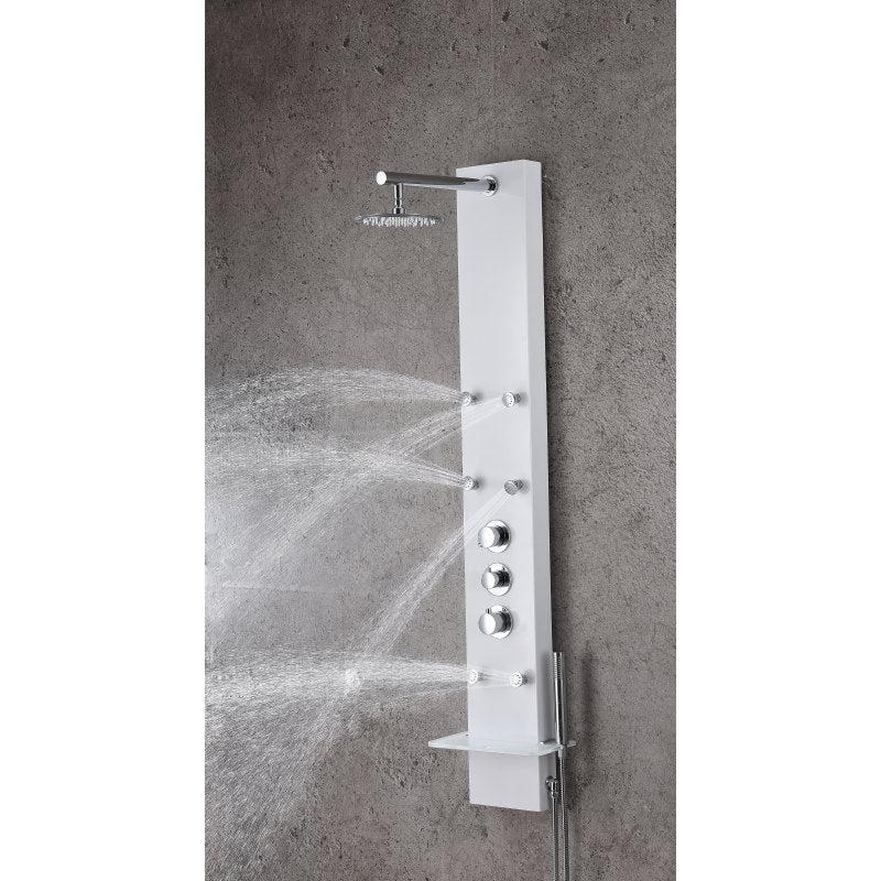 Panther 60 in. 6-Jetted Full Body Shower Panel with Heavy Rain Shower and Spray Wand in White