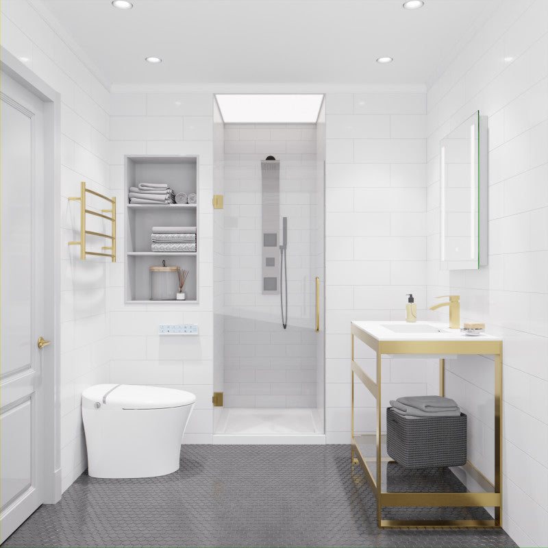 Passion Series 24 in. by 72 in. Frameless Hinged shower door with Handle