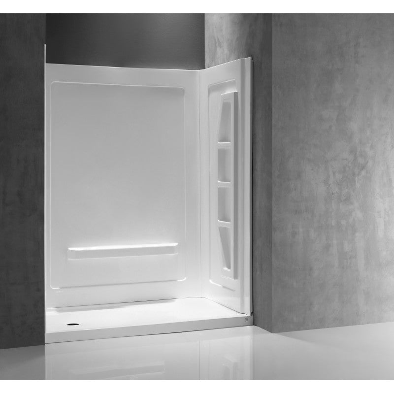 Rose 60 in. x 36 in. x 74 in. 3-piece DIY Friendly Alcove Shower Surround in White