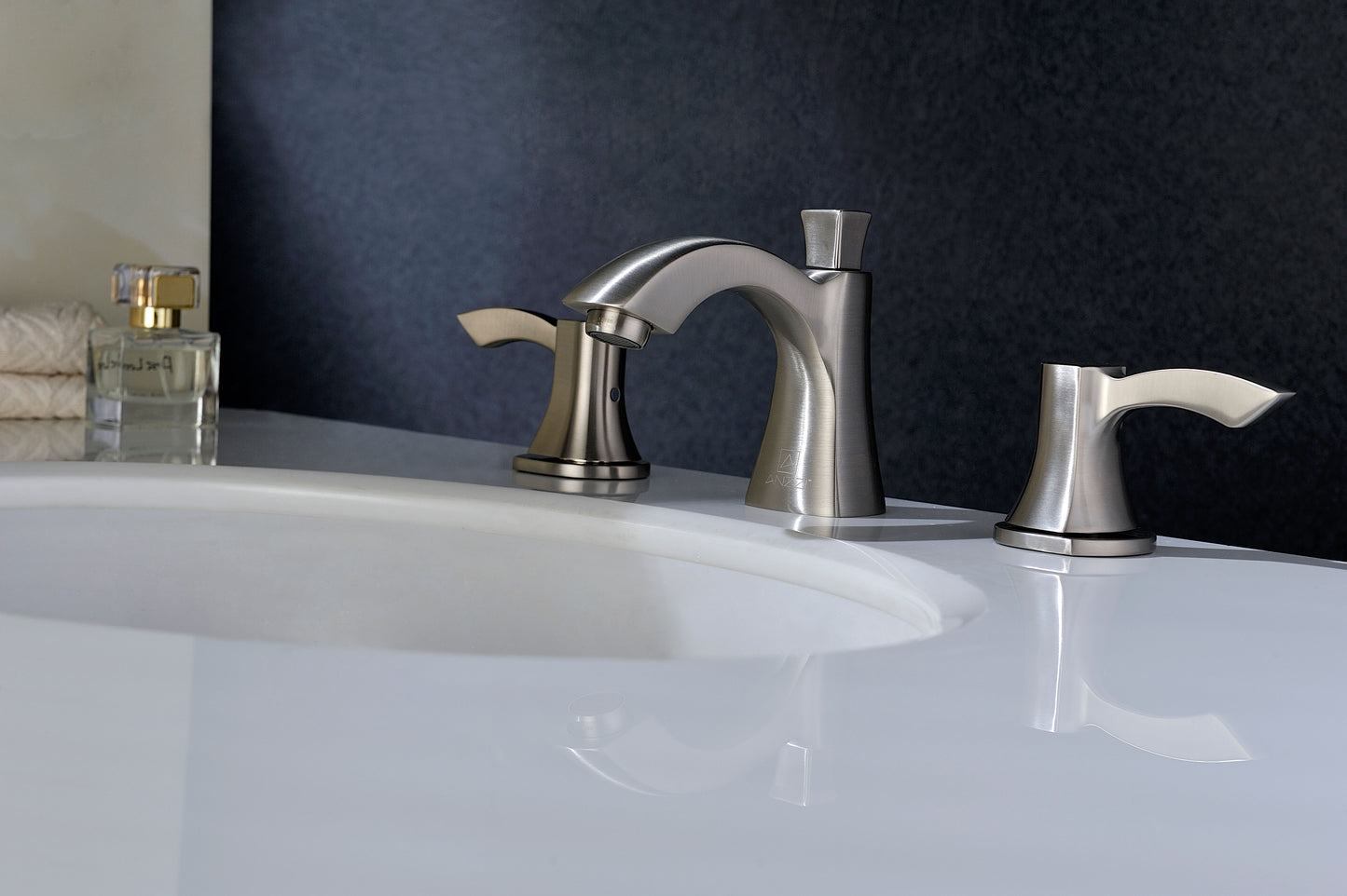 L-AZ015BN - Sonata Series 8 in. Widespread 2-Handle Mid-Arc Bathroom Faucet in Brushed Nickel