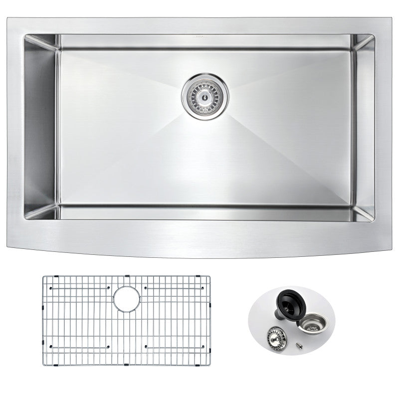 K33201A-031B - Elysian Farmhouse 32 in. Kitchen Sink with Accent Faucet in Brushed Nickel