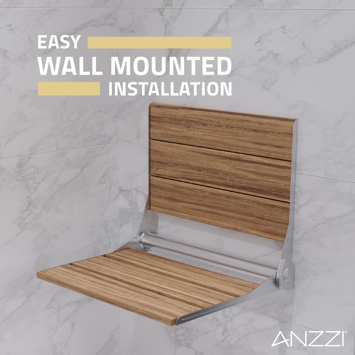 Isle 17 in. Teak Wall Mounted Folding Shower Seat