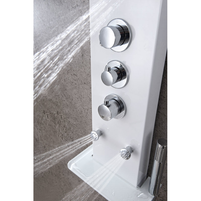 Panther 60 in. 6-Jetted Full Body Shower Panel with Heavy Rain Shower and Spray Wand in White