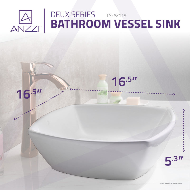 Deux Series Ceramic Vessel Sink in White