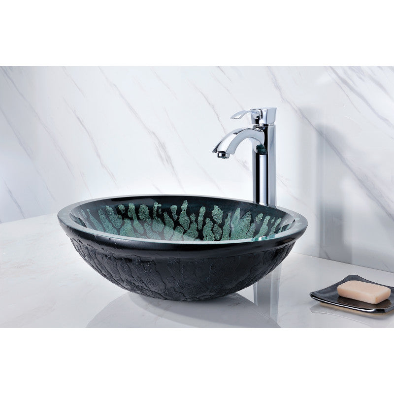 Patuvendi Series Deco-Glass Vessel Sink in Lustrous Black