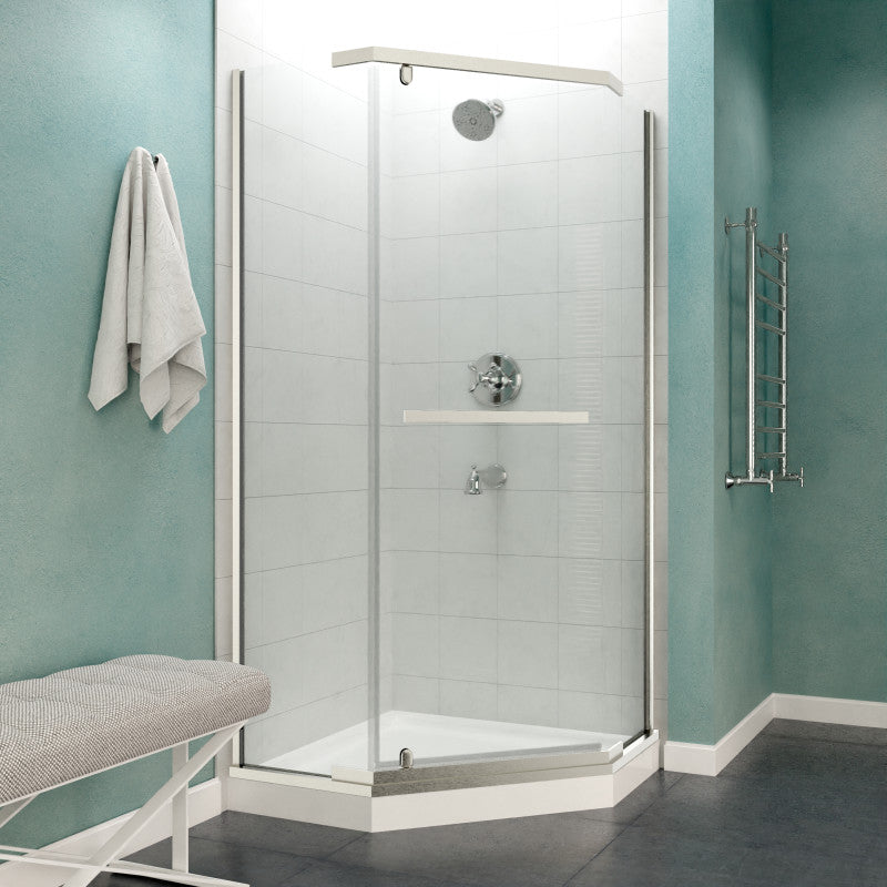 SD-AZ056-01BN - Castle Series 49 in. x 72 in. H Hinged Semi-Frameless Shower Door in Brushed Nickel with Tsunami Guard Tempered Glass