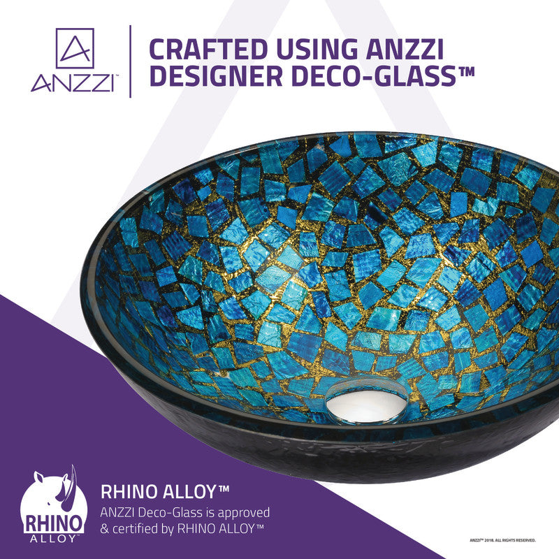 Chipasi Series 17 in. Bathroom Vessel Sink with Scratch-Tough and Stain-Resistant Non-Porous Surface in Blue Glass