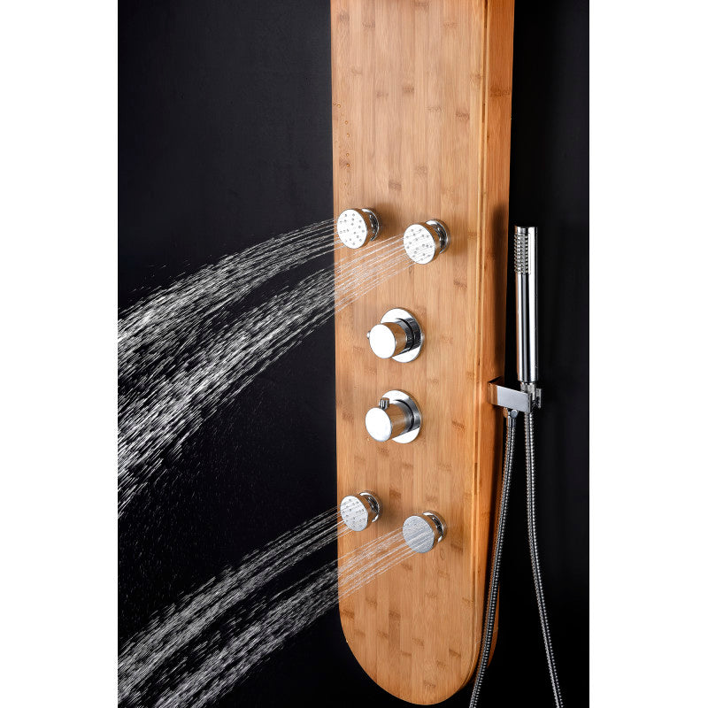 Crane 52 in. Full Body Shower Panel with Heavy Rain Shower and Spray Wand in Natural Bamboo