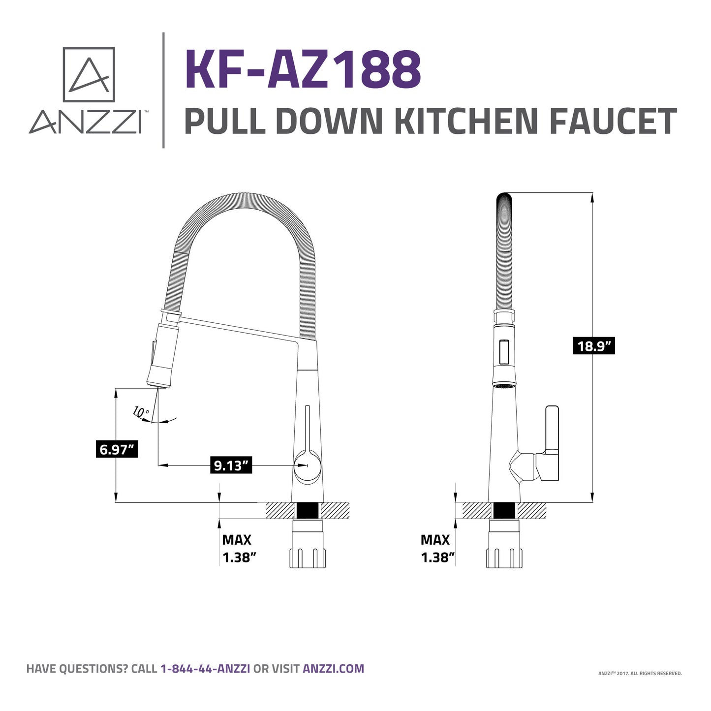 Apollo Single Handle Pull-Down Sprayer Kitchen Faucet