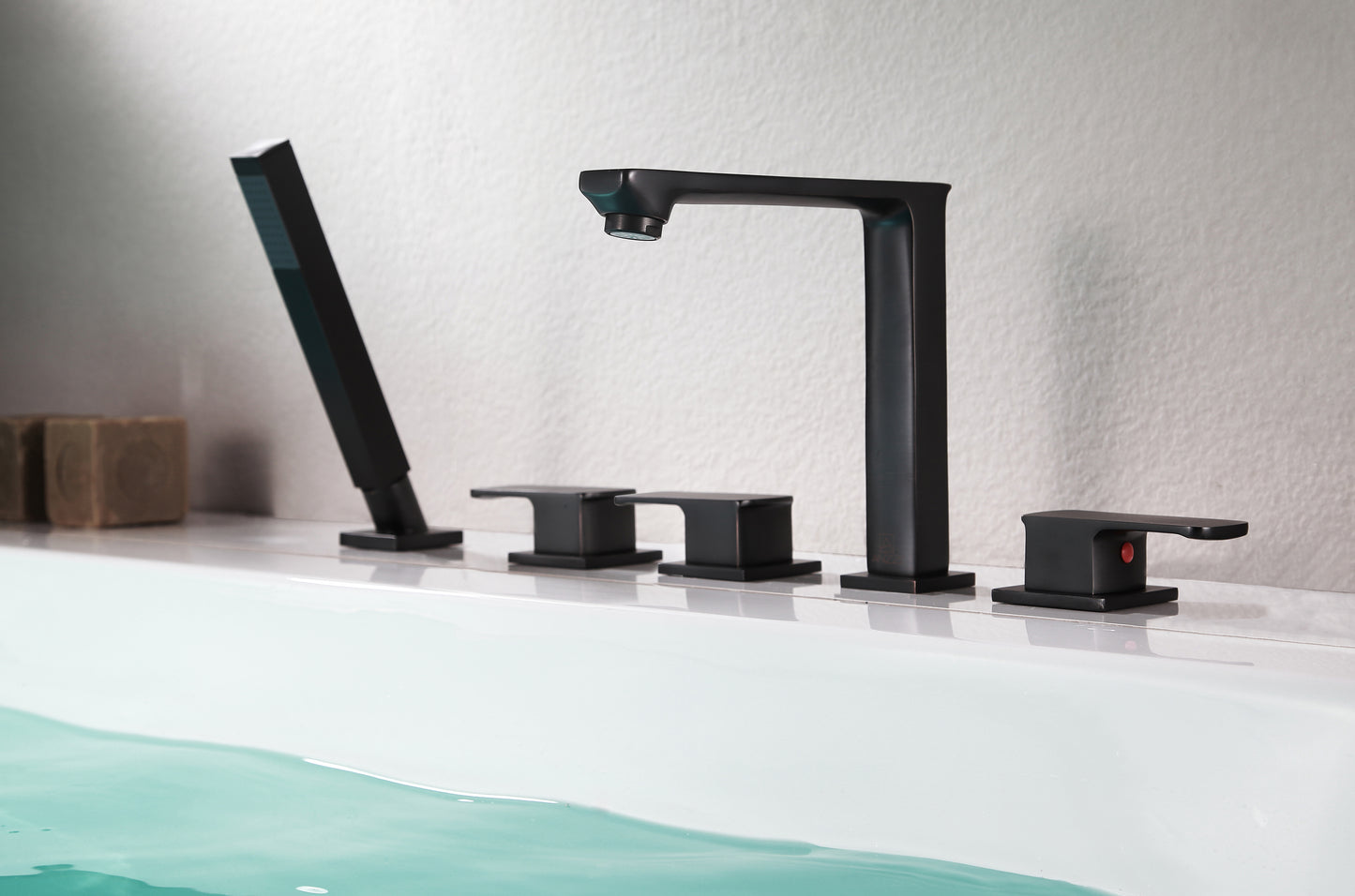 FR-AZ102ORB - Shore 3-Handle Deck-Mount Roman Tub Faucet with Handheld Sprayer in Oil Rubbed Bronze
