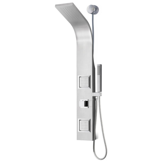 SP-AZ078BS - Aura 2-Jetted Shower Panel with Heavy Rain Shower & Spray Wand in Brushed Steel
