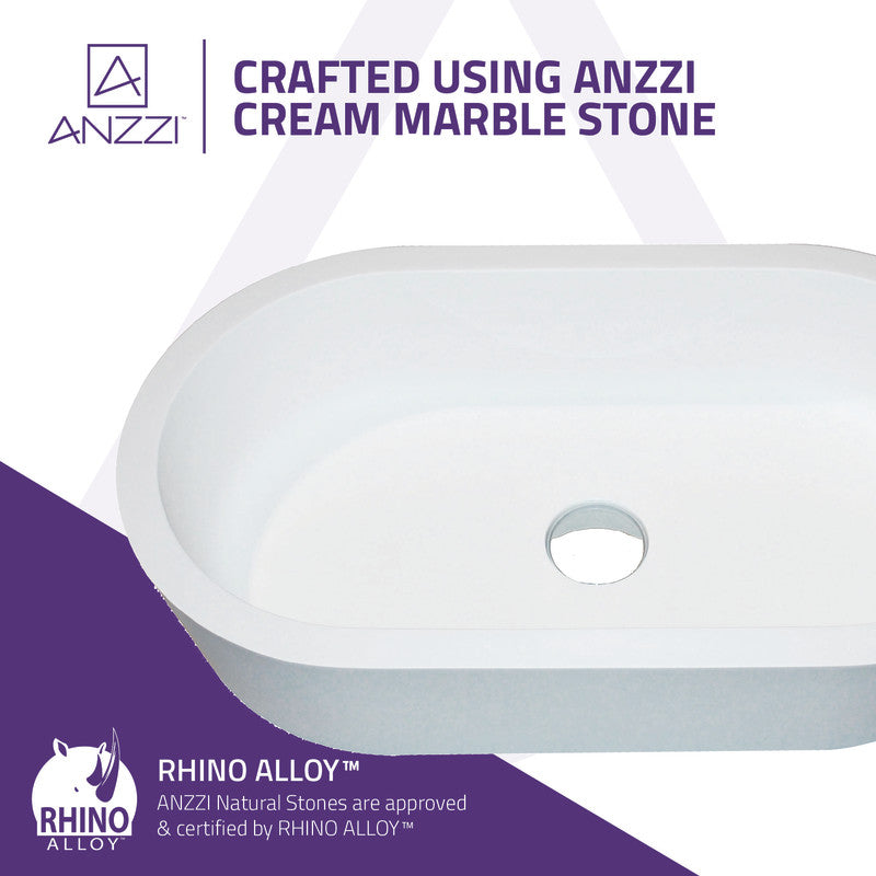 Vaine Series 23 in. L x 13 in. W Man Made Oval Solid Surface Freestanding Bathroom Vessel Sink in Matte White Stone