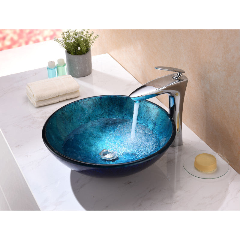 Jonas Series Vessel Sink in Frosted Blue