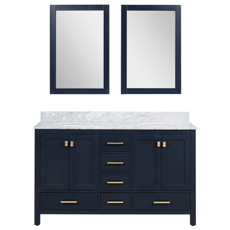 Chateau 60 in. W x 22 in. D Bathroom Vanity Set with Carrara Marble Top with White Sink
