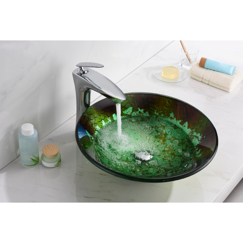 LS-AZ8214 - Makata Series Vessel Sink in Emerald Burst