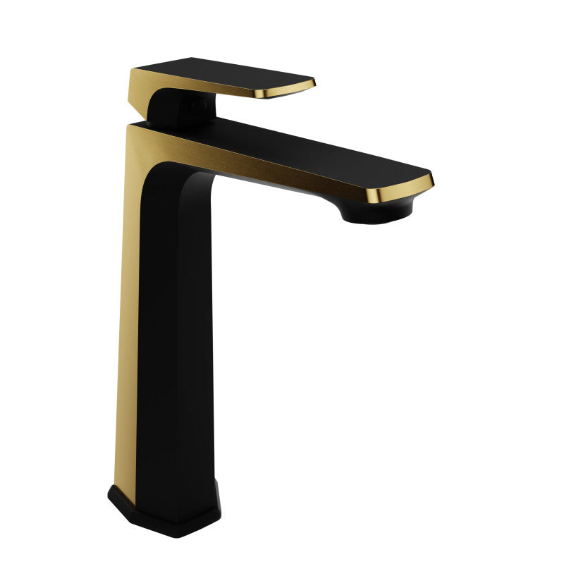 L-AZ904MB-BG - Single Handle Single Hole Bathroom Vessel Sink Faucet With Pop-up Drain in Matte Black & Brushed Gold