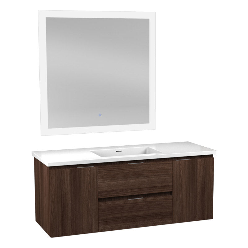 VT-MR4CT48-DB - ANZZI Conques 48 in W x 20 in H x 18 in D Bath Vanity in Dark Brown with Cultured Marble Vanity Top in White with White Basin & Mirror