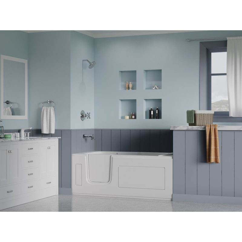 AMZ3060SILWS - 30 in. x 60 in. Left Drain Step-In Walk-In Soaking Tub with Low Entry Threshold in White