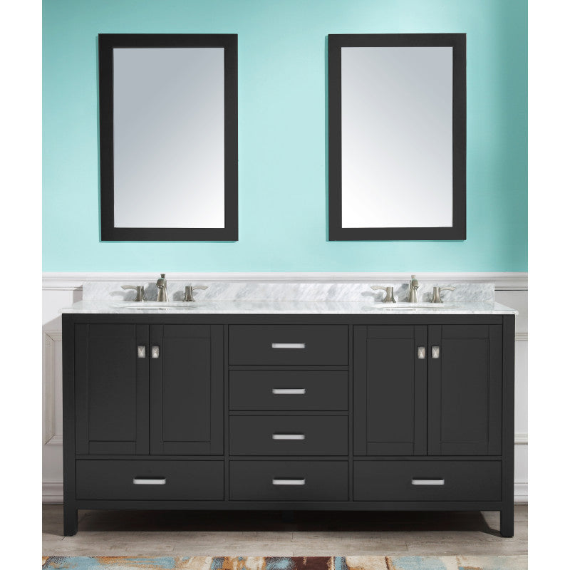 Chateau 72 in. W x 22 in. D Bathroom Vanity Set with Carrara Marble Top with White Sink