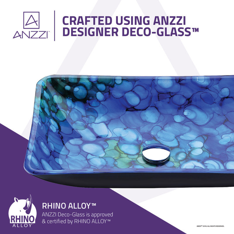 Avao Series Deco-Glass Vessel Sink in Lustrous Blue