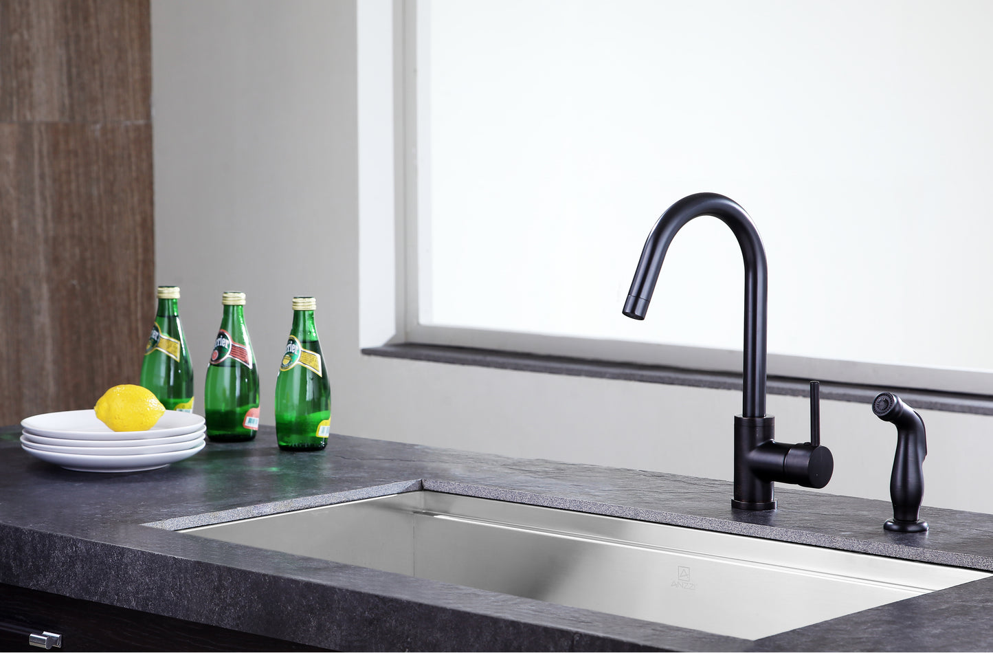KF-AZ222ORB - Farnese Single-Handle Standard Kitchen Faucet with Side Sprayer in Oil Rubbed Bronze