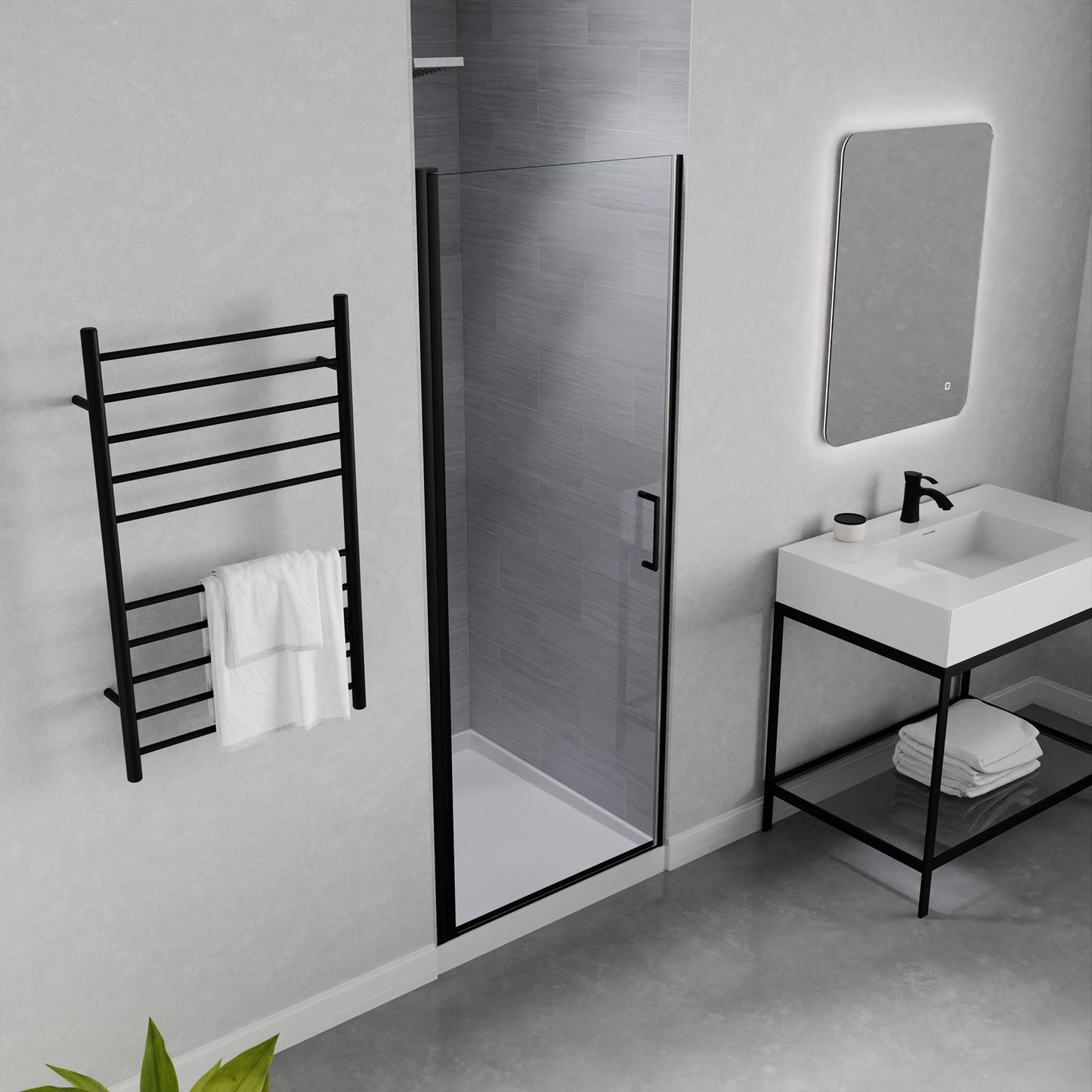 Lancer 29 in. x 72 in. Semi-Frameless Shower Door with TSUNAMI GUARD