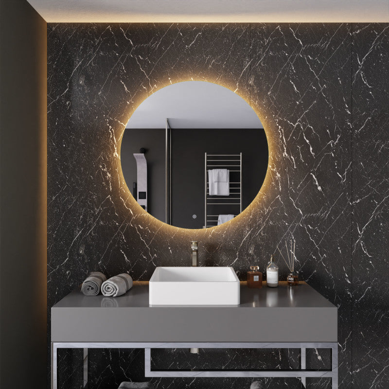 32-in. Diam. LED Back Lighting Bathroom Mirror with Defogger