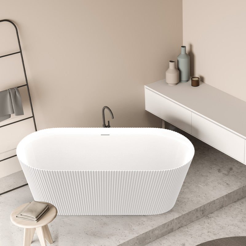 FT-AZ650-65 - Bailey 65 in. Acrylic and Solid Surface Glossy Flatbottom Bathtub in White