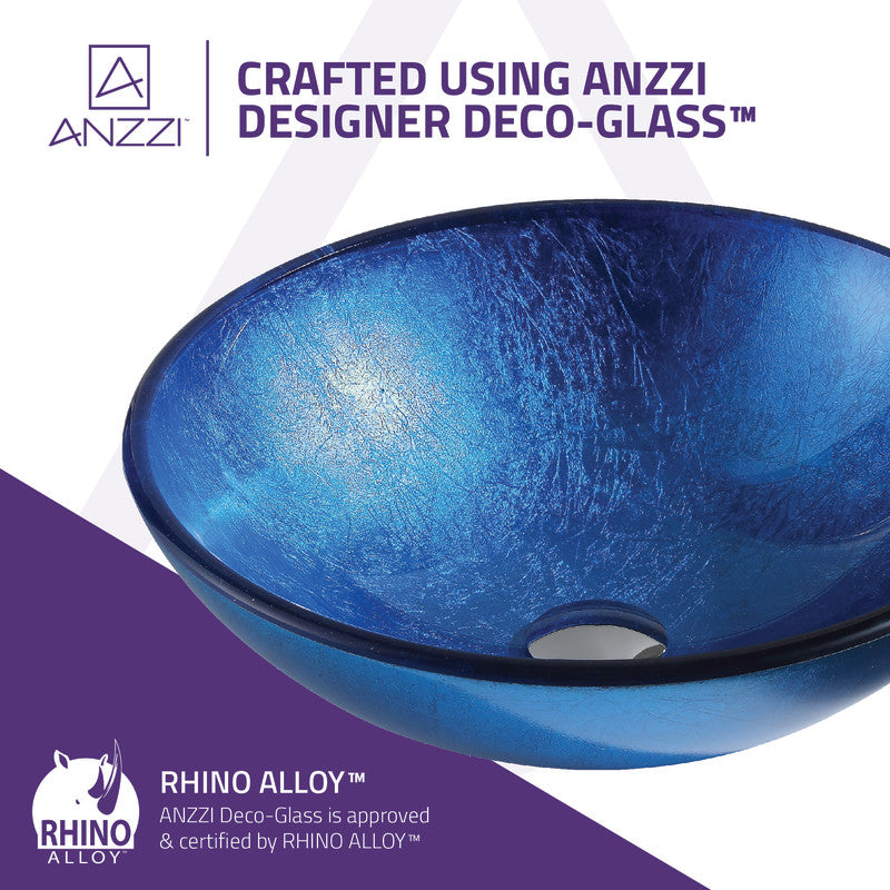 Clavier Series 17 in. Bathroom Vessel Sink with Scratch-Tough and Stain-Resistant Surface in Lustrous Blue Glass