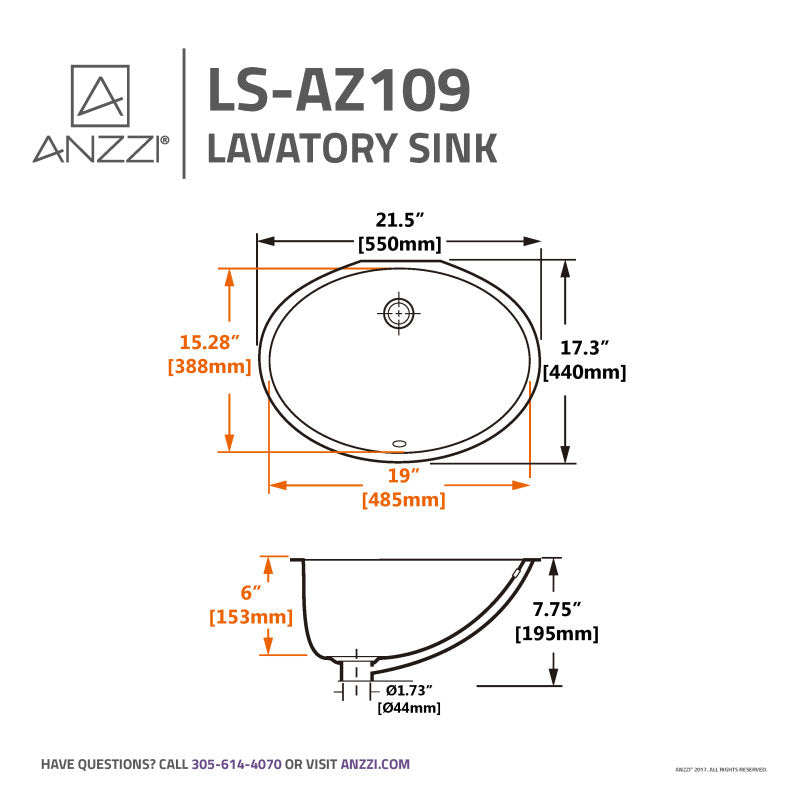 Rhodes Series 21.5 in. Ceramic Undermount Sink Basin in White