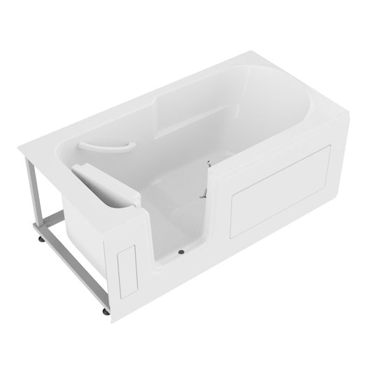 AMZ3060SILWS - 30 in. x 60 in. Left Drain Step-In Walk-In Soaking Tub with Low Entry Threshold in White
